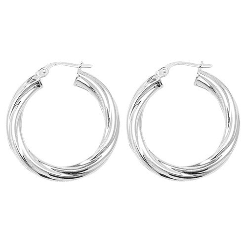Silver 25mm Twisted Hoop Earrings
