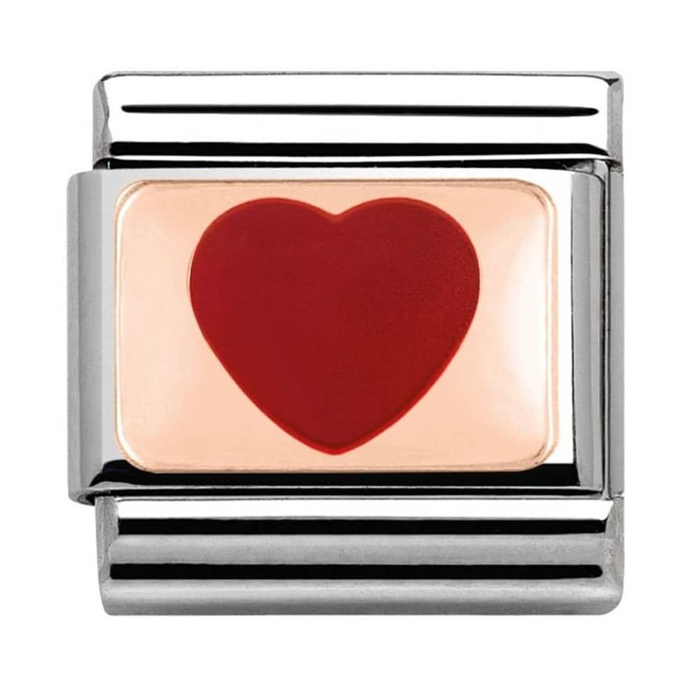 NOMINATION Rose Gold Enamel Red Heart Charm 430201-14