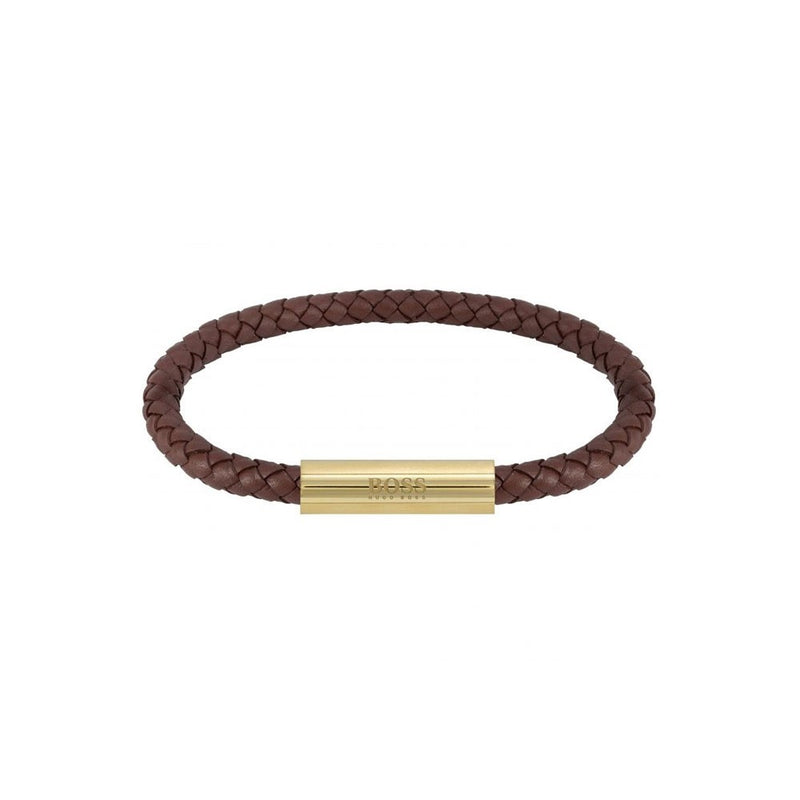 Hugo Boss Brown Braided Leather Bracelet 1580151