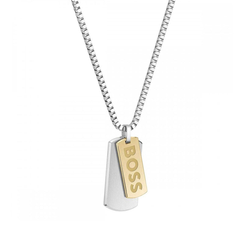BOSS Gents Devon Two Tone Tag Necklace 1580576