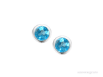Silver 4mm Blue Topaz Earrings