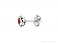 Silver 4mm Garnet Round Earrings