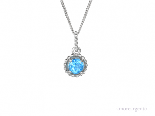 Silver Blue Topaz Necklace