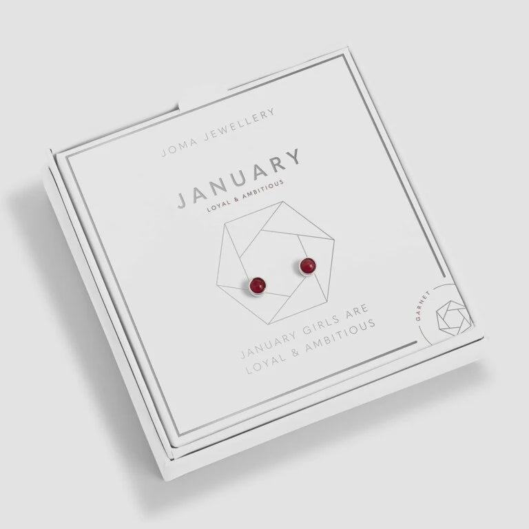 Joma Jewellery January Garnet Birthstone Boxed Earrings 5528