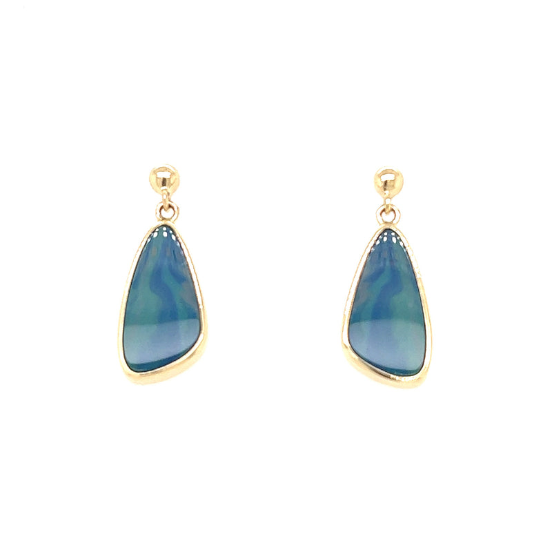 9ct Gold Freeform Doublet Opal Earrings