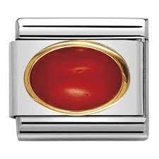 Nomination Charm Oval Red Coral Charm 030502-11