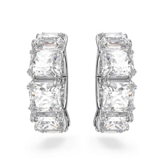 Swarovski Millenia Square Cut Clip Earrings - White with Rhodium Plating 5654557