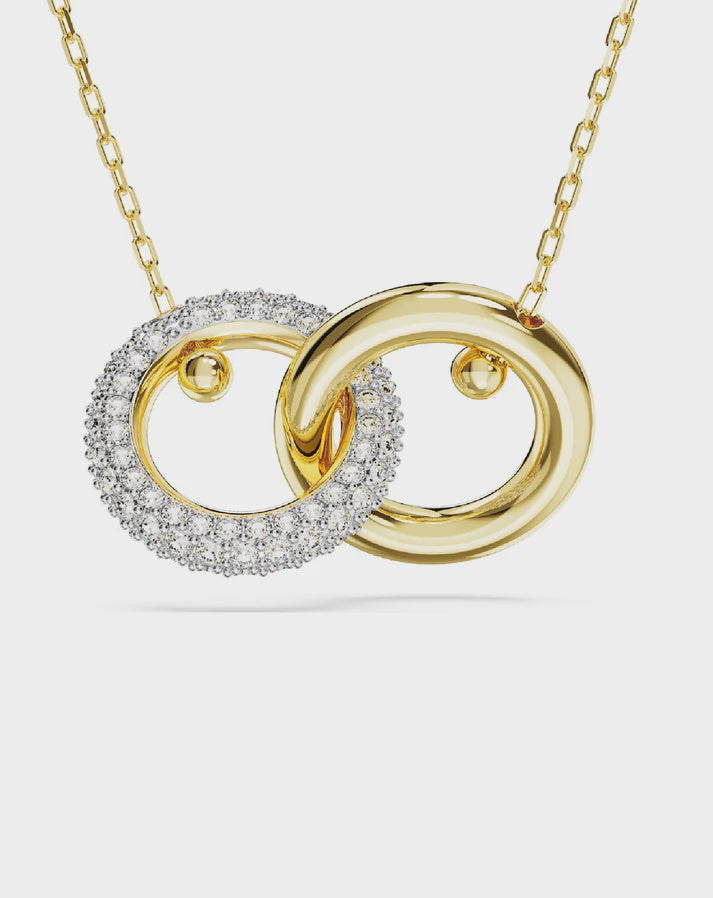 Swarovski Dextera Interlocking Gold Tone Crystal Necklace 5668820