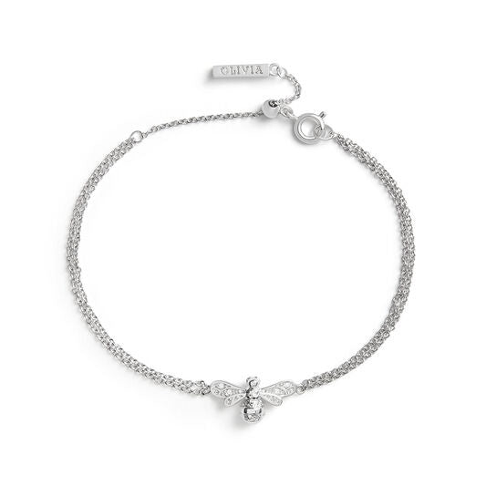 Olivia Burton Sparkle Bee Silver Chain Bracelet OBJAMB120