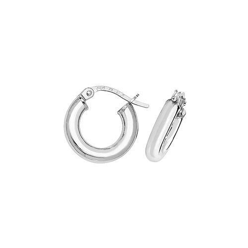 9ct White Gold 8mm Hoop Earrings