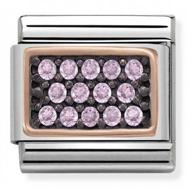 Nomination Pave CZ Gold Rectangle Pink Charm 430313-07