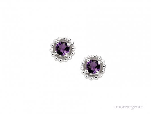 Silver February Birthstone Amethyst Vita Earrings 5005SILAM