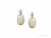 Silver Rubover Oval Opal Earrings