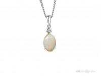 Silver Rubover Oval Opal Pendant