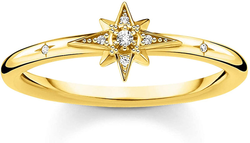 Thomas Sabo Size 54 Gold Plated Cubic Zirconia Pavé Star Ring TR2317-414-14-56
