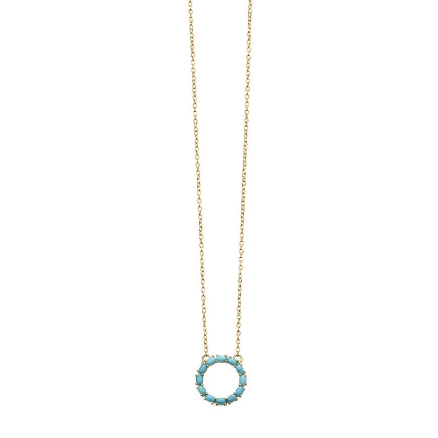 Gold Plated Blue Magnesite Open Disc Necklace