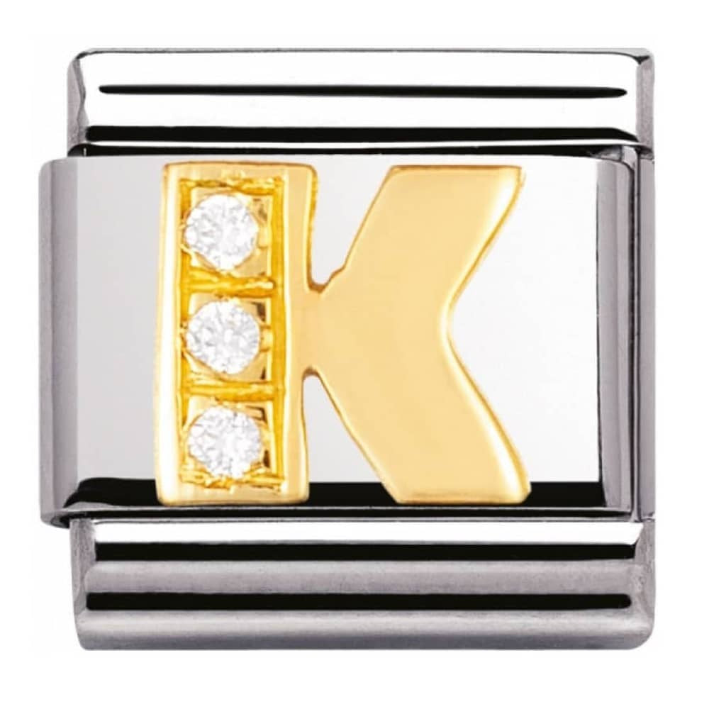 NOMINATION Gold CZ Letter K Charm 030301-11