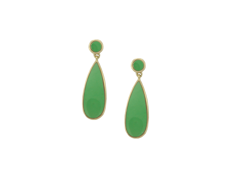 Amore 9ct Gold Green Jade Teardrop Earrings