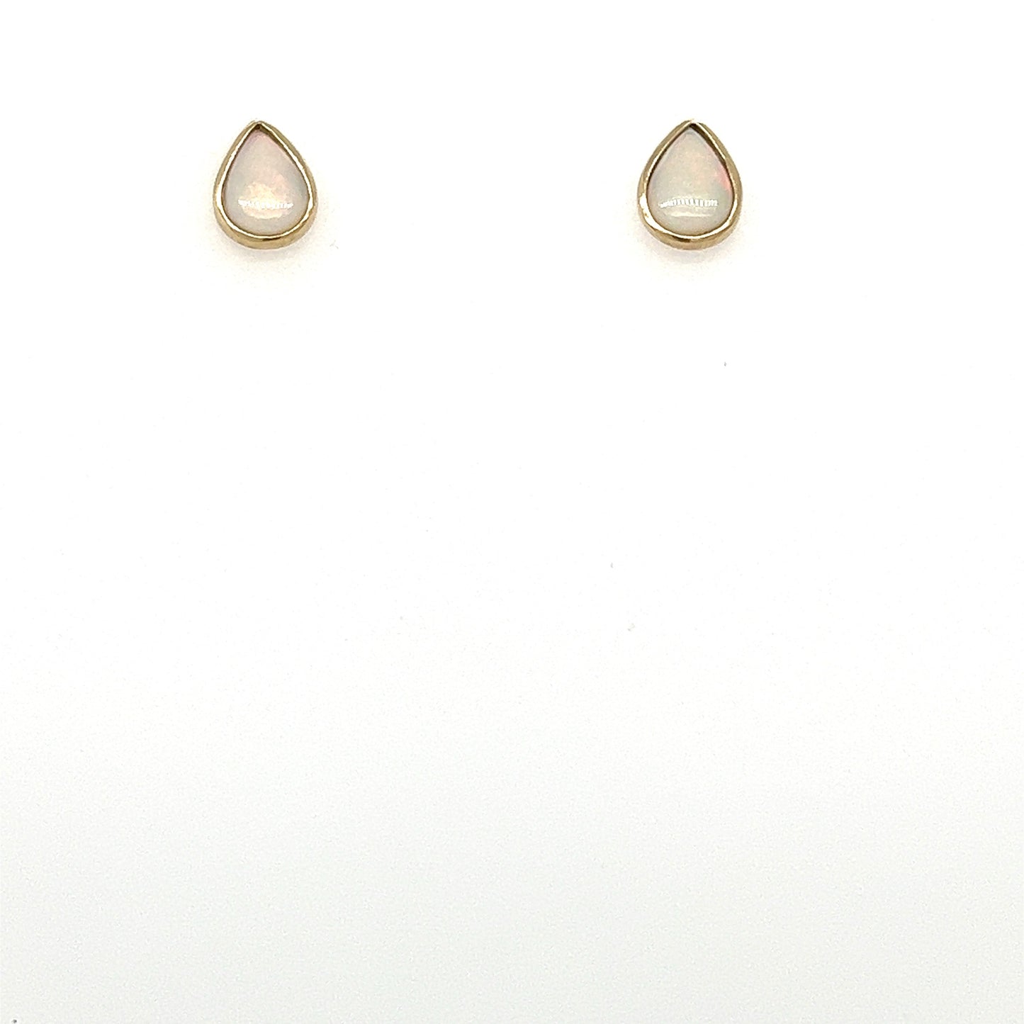9ct Gold Solid Opal Drop Earrings 7x5mm