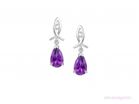 Silver Pear Shaped Drop Earrings