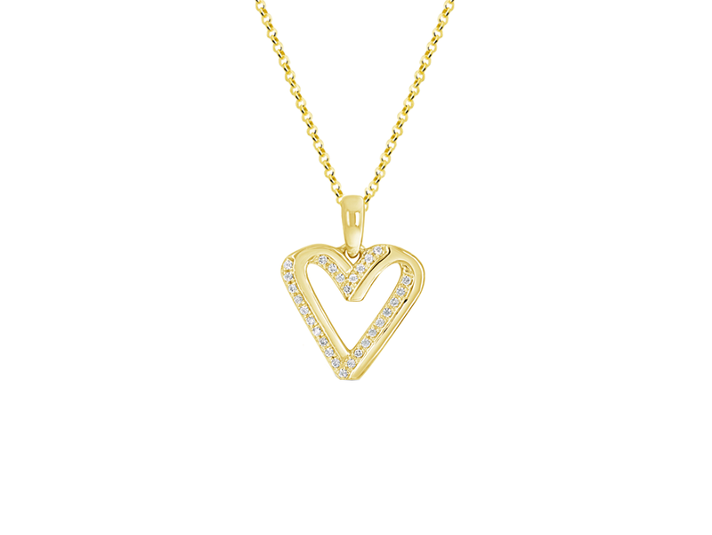 9ct Gold Diamond Heart Set Pendant