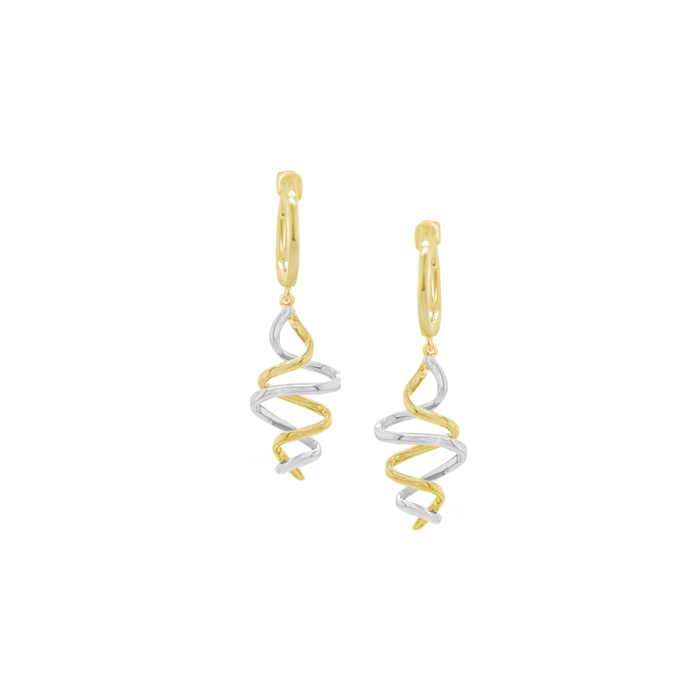 Amore 9ct Gold Spiral Diamond Drop Earrings