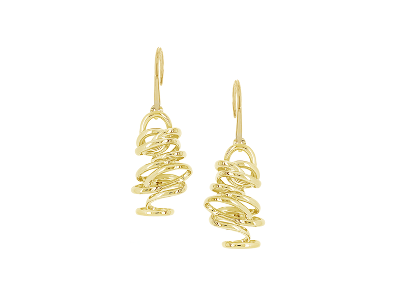 Amore 9ct Yellow Gold Spiral Drop Earrings