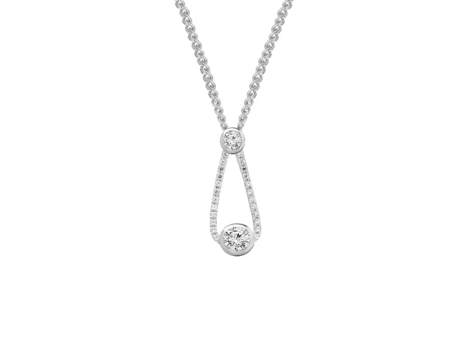 9ct White Gold 36 Stone Diamond Pendant