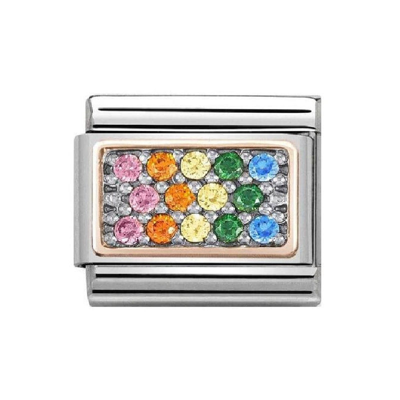 Nomination Gold Rainbow Rectangle Charm 430313-09