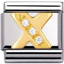 NOMINATION Gold CZ Letter X Charm 030301-24