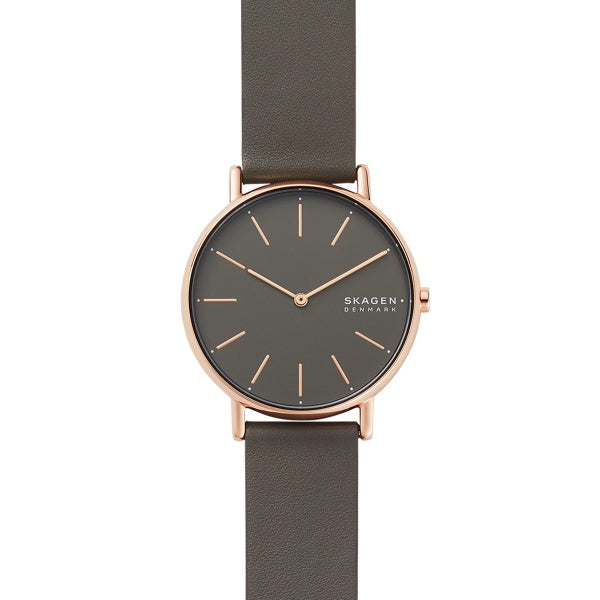 Skagen Grey Leather Strap RG Watch SKW2794