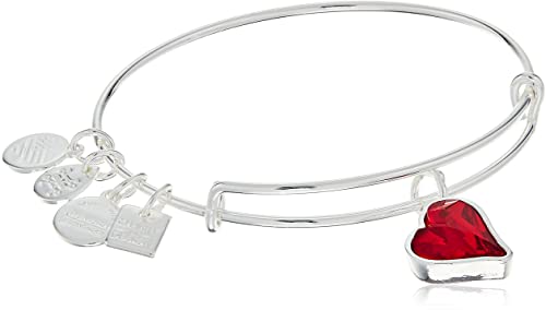 ALEX AND ANI Red Heart Of Strength- Silver Finish Bangle CBD17HOSSS