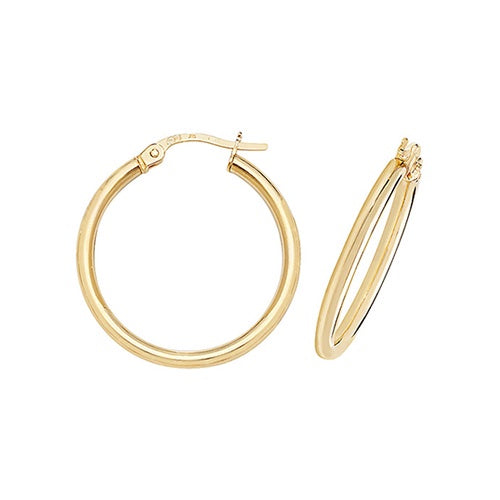 9ct YG 20mm Hoop Earrings ER500-20