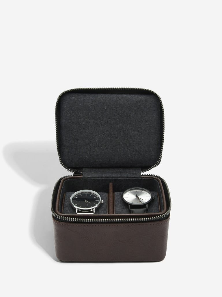Stackers Zipped Travel Watch Box Brown 75396