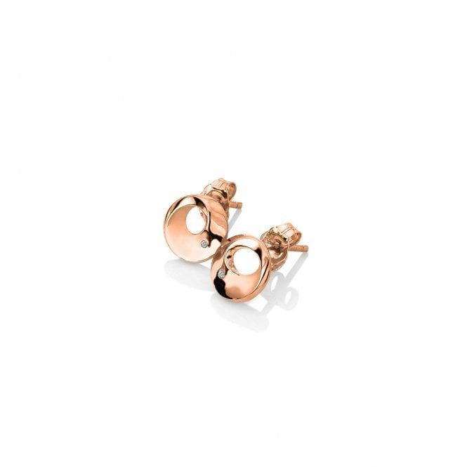 Hot Diamonds Quest Circle Stud Earrings Rose Gold Plated DE652