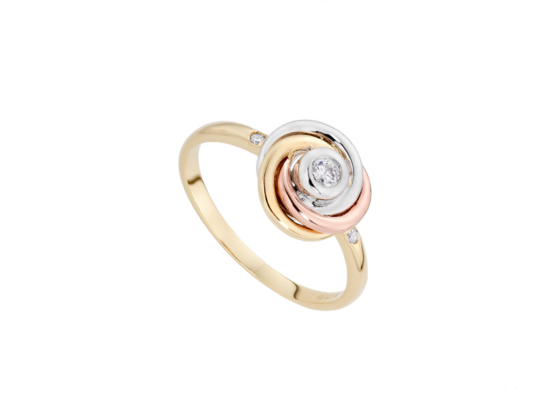 Amore 9ct Yellow, White & Rose Gold Diamond Knot Ring 0.09ct - 7877YWRD
