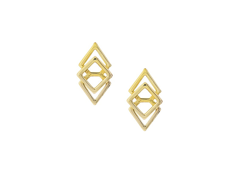 Amore 9ct Gold Squares Stud Earrings 7886Y