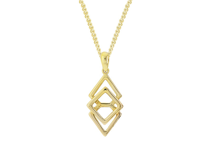 9ct Gold Yellow Squares Pendant 7888Y