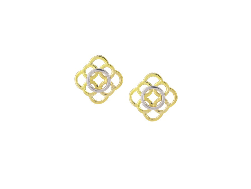 9ct Gold Two Tone Multi Circles Stud Earrings 7901YW