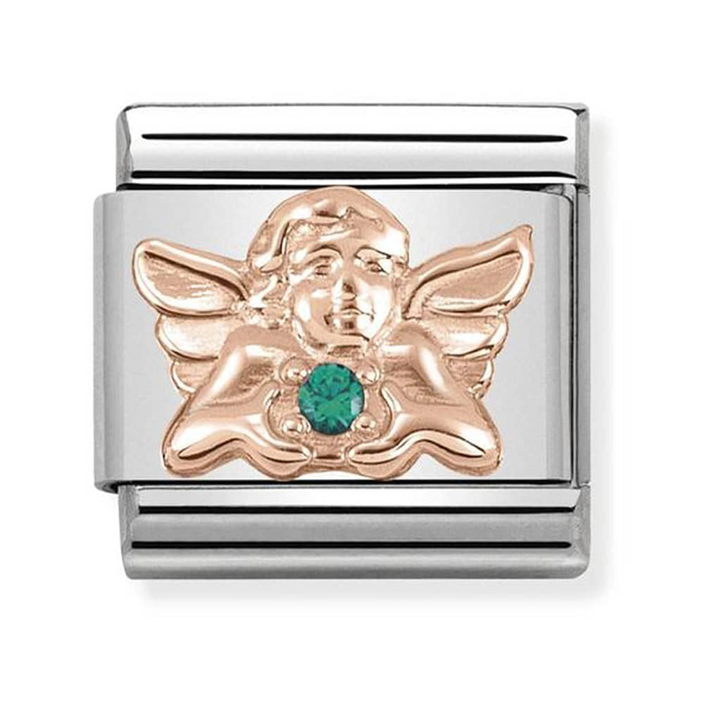 NOMINATION Rose Gold CZ Angel of Good Luck Charm 430302-22