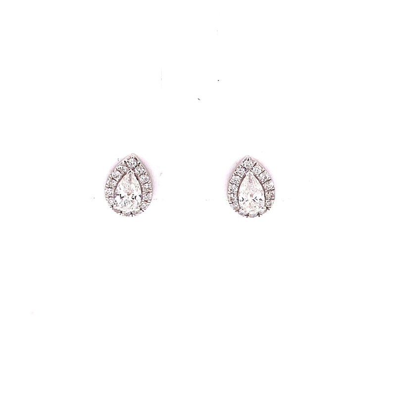 18ct White Gold Pear Shaped Diamond Earrings