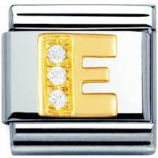 NOMINATION Gold CZ Letter E Charm 030301-05