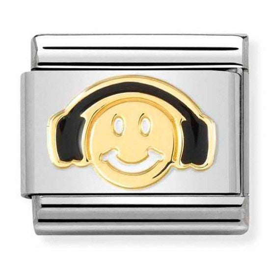 Nomination gold smile with Black Enamel Headphones 030272-56