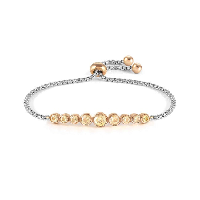 Nomination Milleluci Rose PVD Plated Champagne Round Crystal Bracelet 028010/024