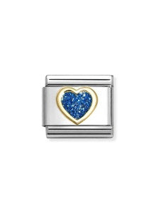 Nomination 18k Gold Blue Glitter Heart Charm 030220/07