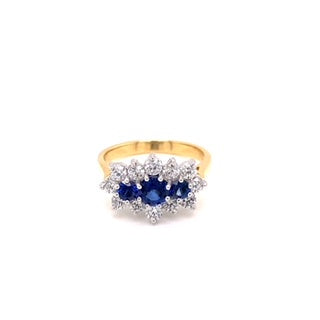 18ct White Gold Sapphire & Diamond Cluster Ring
