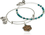 ALEX AND ANI Silver Slytherin Motto Bangle Set AS18HP49TTRS