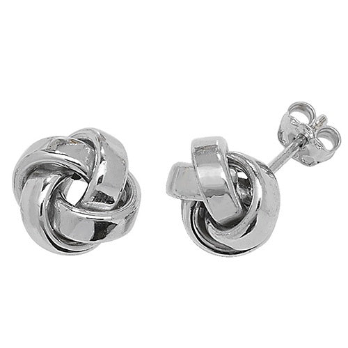 9ct White Gold Open Knot Stud Earrings