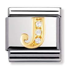 NOMINATION Gold CZ Letter J Charm 030301-10