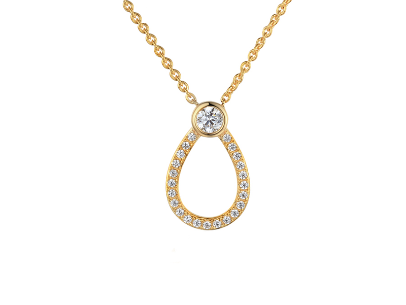 9ct Yellow Gold Diamond Pear shape Necklace